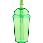Copo em RPET com tampa de rosca e palhinha com tampa de silicone 500ml cor verde-claro terceira vista