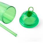 Copo em RPET com tampa de rosca e palhinha com tampa de silicone 500ml cor verde-claro quarta vista