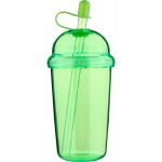 Copo em RPET com tampa de rosca e palhinha com tampa de silicone 500ml cor verde-claro quinta vista