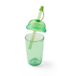 Copo em RPET com tampa de rosca e palhinha com tampa de silicone 500ml cor verde-claro sexta vista