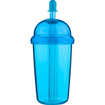 Copo em RPET com tampa de rosca e palhinha com tampa de silicone 500ml cor azul-claro primeira vista