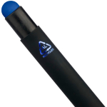 Caneta em alumínio reciclado com revestimento de borracha e tinta azul cor azul sexta vista