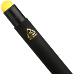 Caneta em alumínio reciclado com revestimento de borracha e tinta azul cor amarelo segunda vista