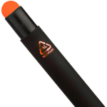 Caneta em alumínio reciclado com revestimento de borracha e tinta azul cor cor-de-laranja primeira vista