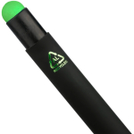 Caneta em alumínio reciclado com revestimento de borracha e tinta azul cor verde-claro segunda vista