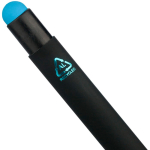 Caneta em alumínio reciclado com revestimento de borracha e tinta azul cor azul-claro terceira vista