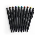 Caneta em alumínio reciclado com revestimento de borracha e tinta azul cor azul-claro quinta vista