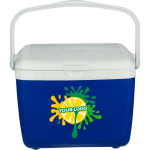Geleira portátil de plástico resistente com parede dupla e pega 13L cor azul quinta vista