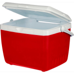 Geleira portátil de plástico resistente com parede dupla e pega 13L cor vermelho terceira vista