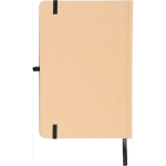 Caderno A5 com capa rígida em kraft, elástico e folhas pautadas cor preto terceira vista