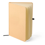 Caderno A5 com capa rígida em kraft, elástico e folhas pautadas cor preto quinta vista