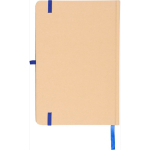 Caderno A5 com capa rígida em kraft, elástico e folhas pautadas cor azul segunda vista