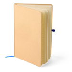 Caderno A5 com capa rígida em kraft, elástico e folhas pautadas cor azul quinta vista