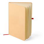 Caderno A5 com capa rígida em kraft, elástico e folhas pautadas cor vermelho segunda vista