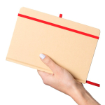 Caderno A5 com capa rígida em kraft, elástico e folhas pautadas cor vermelho sétima vista
