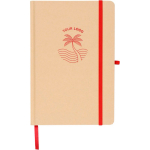 Caderno A5 com capa rígida em kraft, elástico e folhas pautadas cor vermelho nona vista