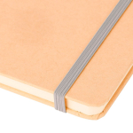 Caderno A5 com capa rígida em kraft, elástico e folhas pautadas cor prateado quinta vista