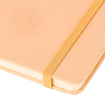 Caderno A5 com capa rígida em kraft, elástico e folhas pautadas cor dourado oitava vista