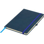 Caderno A5 capa em PU reciclado, marcador de página e folhas pautadas cor azul sétima vista