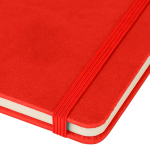 Caderno A5 capa em PU reciclado, marcador de página e folhas pautadas cor vermelho quinta vista