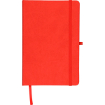 Caderno A5 capa em PU reciclado, marcador de página e folhas pautadas cor vermelho sétima vista