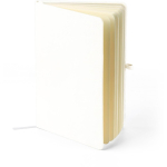Caderno A5 capa em PU reciclado, marcador de página e folhas pautadas cor branco segunda vista