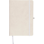 Caderno A5 capa em PU reciclado, marcador de página e folhas pautadas cor branco sétima vista