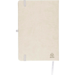 Caderno A5 capa em PU reciclado, marcador de página e folhas pautadas cor branco oitava vista