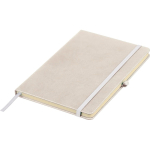 Caderno A5 capa em PU reciclado, marcador de página e folhas pautadas cor branco nona vista