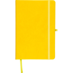 Caderno A5 capa em PU reciclado, marcador de página e folhas pautadas cor amarelo segunda vista