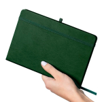 Caderno A5 capa em PU reciclado, marcador de página e folhas pautadas cor verde primeira vista