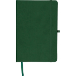 Caderno A5 capa em PU reciclado, marcador de página e folhas pautadas cor verde quarta vista