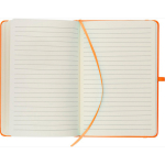 Caderno A5 capa em PU reciclado, marcador de página e folhas pautadas cor cor-de-laranja segunda vista