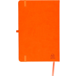 Caderno A5 capa em PU reciclado, marcador de página e folhas pautadas cor cor-de-laranja sétima vista