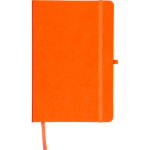 Caderno A5 capa em PU reciclado, marcador de página e folhas pautadas cor cor-de-laranja oitava vista