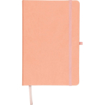 Caderno A5 capa em PU reciclado, marcador de página e folhas pautadas cor cor-de-rosa primeira vista