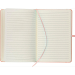 Caderno A5 capa em PU reciclado, marcador de página e folhas pautadas cor cor-de-rosa sexta vista