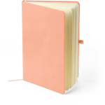 Caderno A5 capa em PU reciclado, marcador de página e folhas pautadas cor cor-de-rosa sétima vista