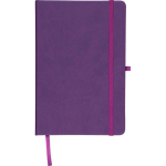 Caderno A5 capa em PU reciclado, marcador de página e folhas pautadas cor violeta sexta vista