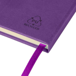 Caderno A5 capa em PU reciclado, marcador de página e folhas pautadas cor violeta sétima vista