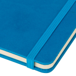 Caderno A5 capa em PU reciclado, marcador de página e folhas pautadas cor azul-claro segunda vista