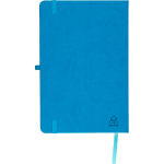 Caderno A5 capa em PU reciclado, marcador de página e folhas pautadas cor azul-claro quinta vista