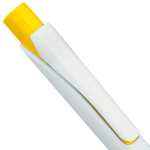 Esferográfica em plástico reciclado com clipe e tinta azul Dokumental cor amarelo quarta vista