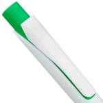 Esferográfica em plástico reciclado com clipe e tinta azul Dokumental cor verde primeira vista