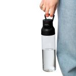 Garrafa tritan transparente com tampa colorida e fecho de clique 750ml cor preto primeira vista