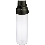 Garrafa tritan transparente com tampa colorida e fecho de clique 750ml cor preto quarta vista