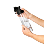 Garrafa tritan transparente com tampa colorida e fecho de clique 750ml cor preto sexta vista
