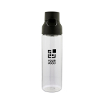 Garrafa tritan transparente com tampa colorida e fecho de clique 750ml cor preto vista principal