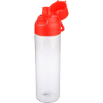 Garrafa tritan transparente com tampa colorida e fecho de clique 750ml cor vermelho primeira vista