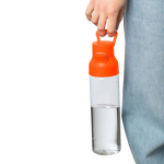 Garrafa tritan transparente com tampa colorida e fecho de clique 750ml cor cor-de-laranja segunda vista